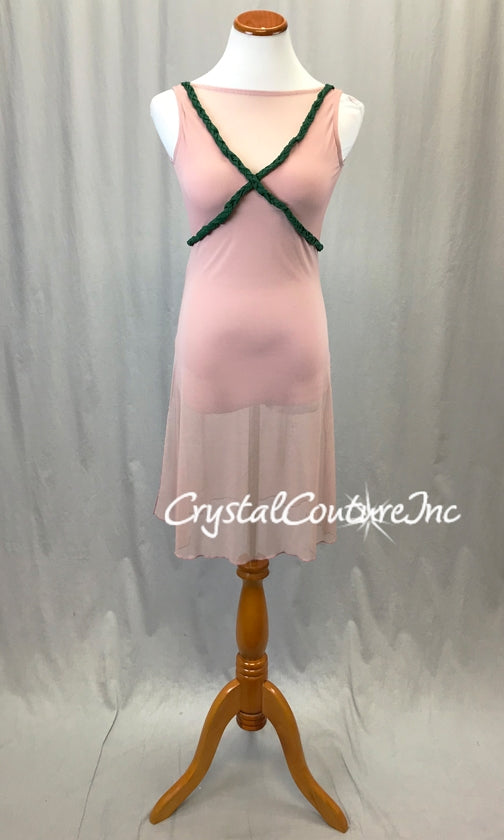 Vintage Pink/Green Mesh Dress w/Attached Leotard