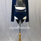 Teal Blue Velour and Black 3-Piece Bra Top/Jacket and Trunks w/Tails - Swarovski Rhinestones