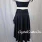 Black Lycra 2-Piece Bra Top and Skirt w/Geometric Print Lining - Rhinestones