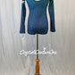 Teal/Navy Ombre Long Sleeve Cold-Shoulder Leotard - Rhinestones