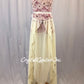 Ivory/Vintage Pink/Red 2-Piece Crop Top and Skirt w/Attached Briefs - Swarovski Rhinestones