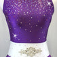 Purple, White Dress with Asymmetrical Skirt/Trunk - Swarovski Rhinestones