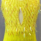 Bright Yellow Beaded and Fringe Dress - Swarovski Rhinestones