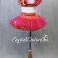 Pink, Orange, Yellow 2pc Crop-top and Tulle Skirt - Swarovski Rhinestone