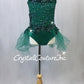 Emerald Green Lycra Leotard with Appliques and Back Skirt - Rhinestones