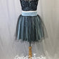 Slate Blue Lycra and Black Lace Top with Tulle/Lycra Skirt - Rhinestones