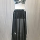 Slate Gray Stretch Velour and Charcoal Mesh Connected 2-Piece - Swarovski Rhinestones