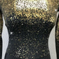 Black Lycra Unitard w/Gold Metallic Speckle Print - Swarovski Rhinestones