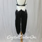 Black Bra-top with Black High-Waist Briefs/attached Black tails - Swarovski Rhinestones