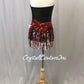 Black and White One Piece with Red Accents and Sequin Fringe Skirt - Swarovski Rhinestones