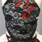 Black and White Connected 2 Piece with Red Accents - Swarovski Rhinestones