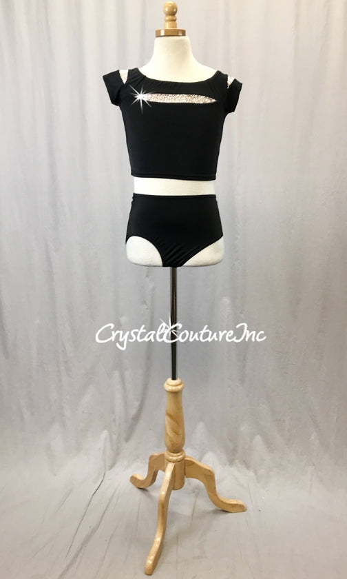 Grease Inspired 3-Piece Biker Jacket, Crop Top & Poodle Skirt - Swarovski Rhinestones