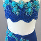 Blue Halter Top and Trunks with Embroidered Appliques - Swarovski Rhinestones