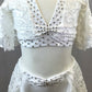 White Velour Burn-out Lace Top with Skirt/Trunks - Swarovski Rhinestones