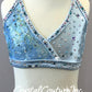 Lt Blue Lycra and Lace Top with Trunk - Swarovski Rhinestones