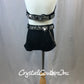 Black Open Net Top & Trunks with Belts & Chains - Swarovski Rhinestones