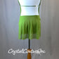 Green Sheer Mesh and Lycra One Piece with Skirt - Rhinestones