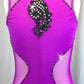 Vibrant Purple Sheer Mehs and Lycra Leotard - Swarovski Rhinestones