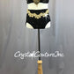 Black Floral Lace 2 pc Top & Trunk with Gold Embroidered Trim - Swarovski Rhinestones