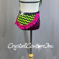 Neon Green and Hot Pink Pattern Connected Halter Top and Trunk/Half Skirt - Swarovski Rhinestones