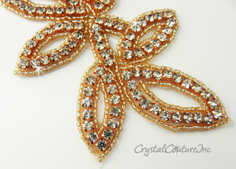 Crystal Rhinestone/Champagne/Rose Gold Beaded Applique