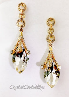 Navette Rhinestone Earring with Small Circles