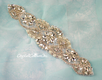 Crystal/Pearl & Pear Shape Rhinestone Applique #6