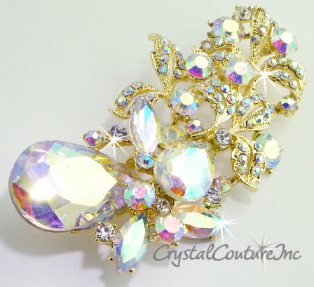 Rhinestone Brooch 3.25" x 1.75"