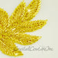 Gold Beaded Leaf Applique