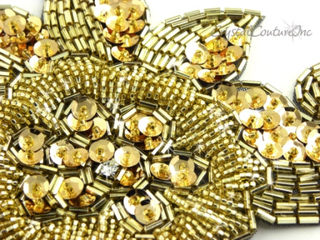 Large Gold Rhinestone Applique For Couture, Dress, Costume