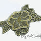Gold/Silver/Black Flower Embroidered Applique - per yard 8 flowers