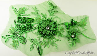 3D Green Embroidered Applique