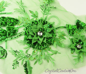 3D Green Embroidered Applique