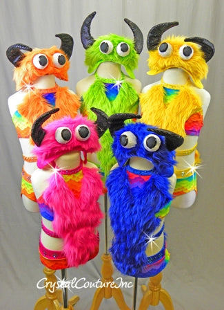 Furry Monsters Connected 2 Piece Halter Top and Trunk - Swarovski Rhinestones