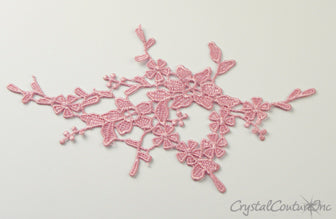 Dusty Pink Floral Lace Embroidered Applique