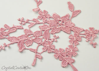 Dusty Pink Floral Lace Embroidered Applique