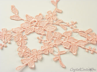 Light Pink Floral Lace Embroidered Applique
