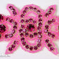 Fuchsia Rhinestone/Lt Pink Beaded Applique