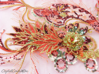 3D Red/Gold Embroidered Applique
