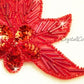 Red Beaded & Sequin Flower/Leaf Applique