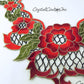 Red/Black/Green Floral Lace Embroidered Applique