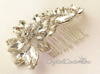 Crystal Large and Small Navette Rhinestone 4.5 inch Comb