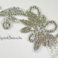 Silver/Crystal Bead Floral Scroll Applique