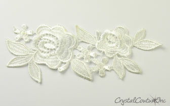 Off White Floral Lace Embroidered Applique