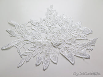 3D White Floral Lace Embroidered Applique