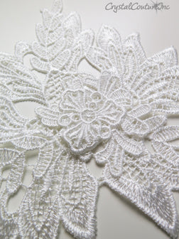 3D White Floral Lace Embroidered Applique